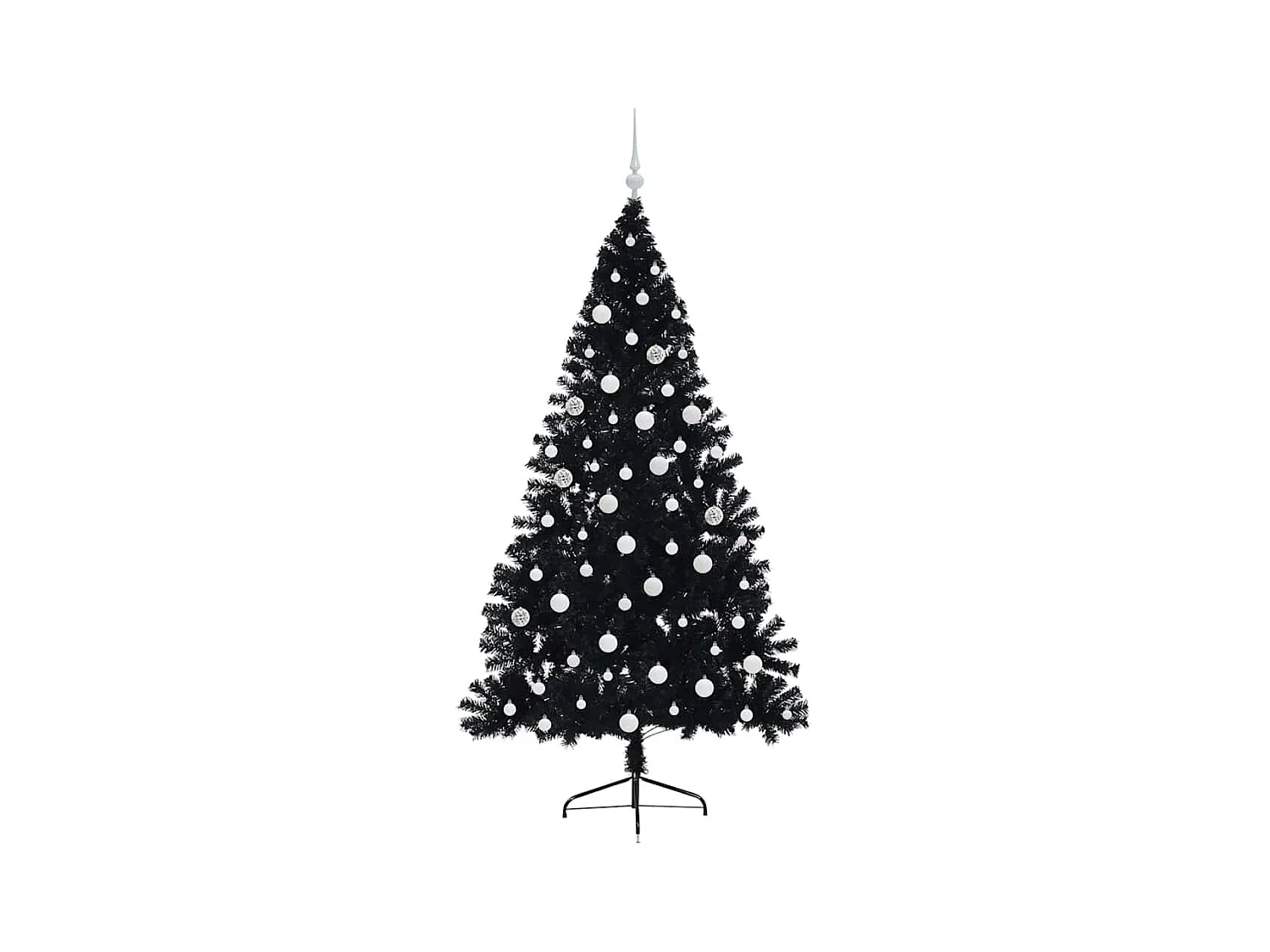 Sapin de Noël artificiel pré-éclairé Noir 180 cm PVC