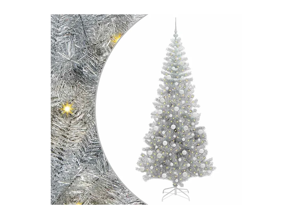 Árbol de Navidad con 300 LED con soporte Plateado 210 cm PET