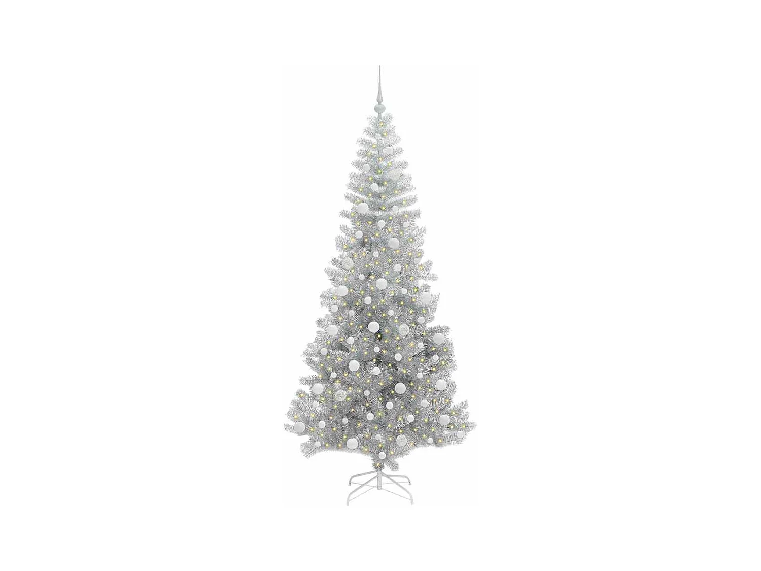 Árbol de Navidad con 300 LED con soporte Plateado 210 cm PET