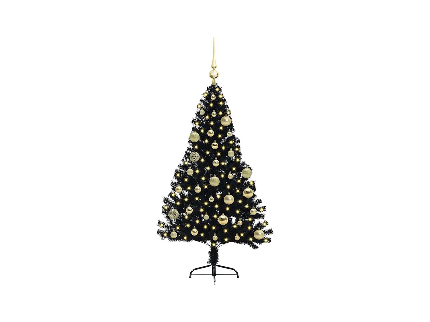 Sapin de Noël artificiel pré-éclairé Noir 120 cm PVC