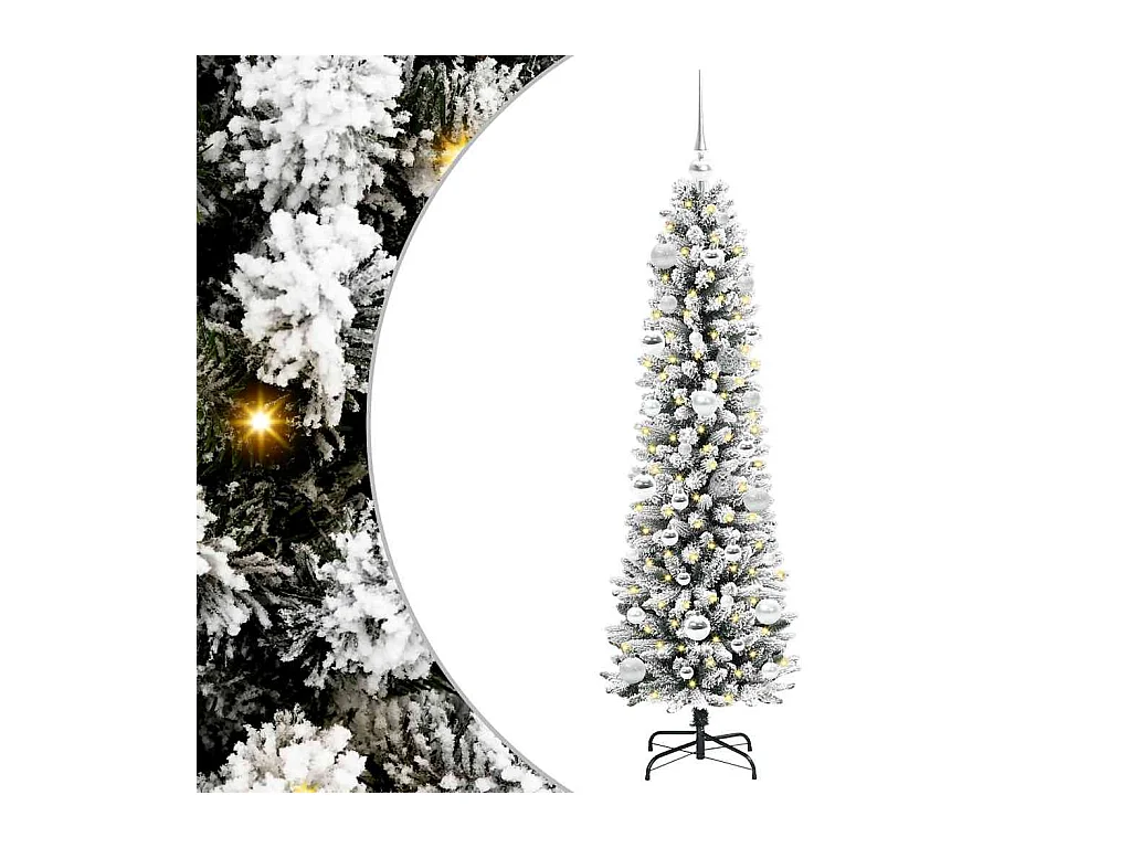 Sapin de Noël artificiel avec 150 LED Vert et blanc 150 cm