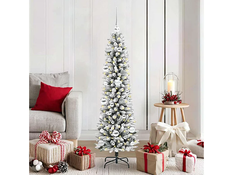 Sapin de Noël artificiel avec 150 LED Vert et blanc 150 cm