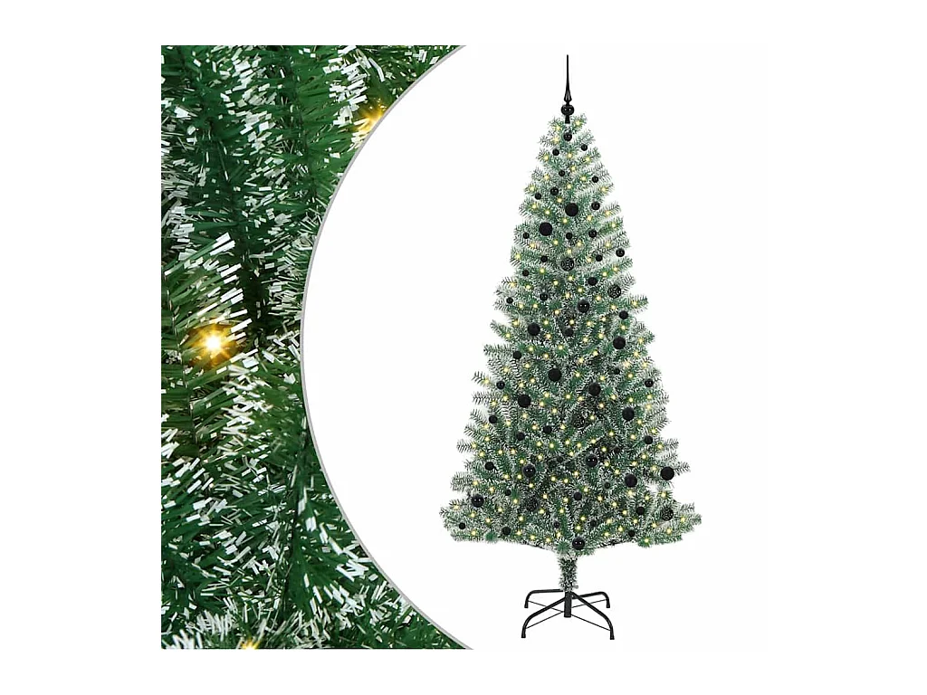 Kunstkerstboom Sneeuw Gevlokt met LED Licht Groen en Wit 240 cm