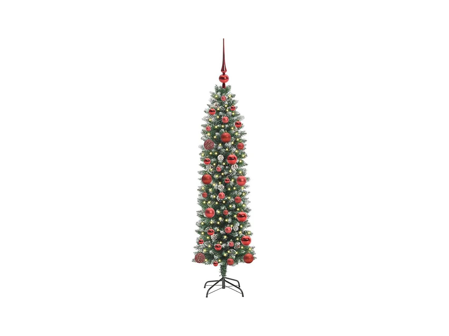 Kunstmatige slanke kerstboom met 150 LED Groen en wit 120 cm