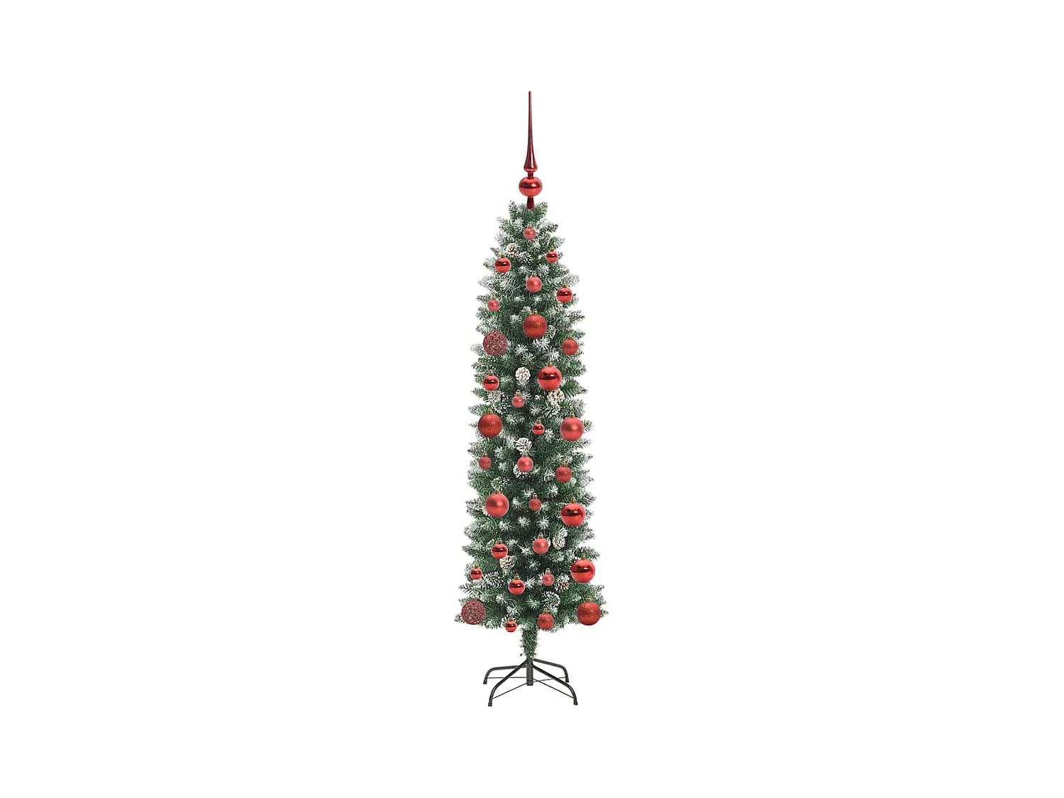 Kunstmatige slanke kerstboom met 150 LED Groen en wit 120 cm