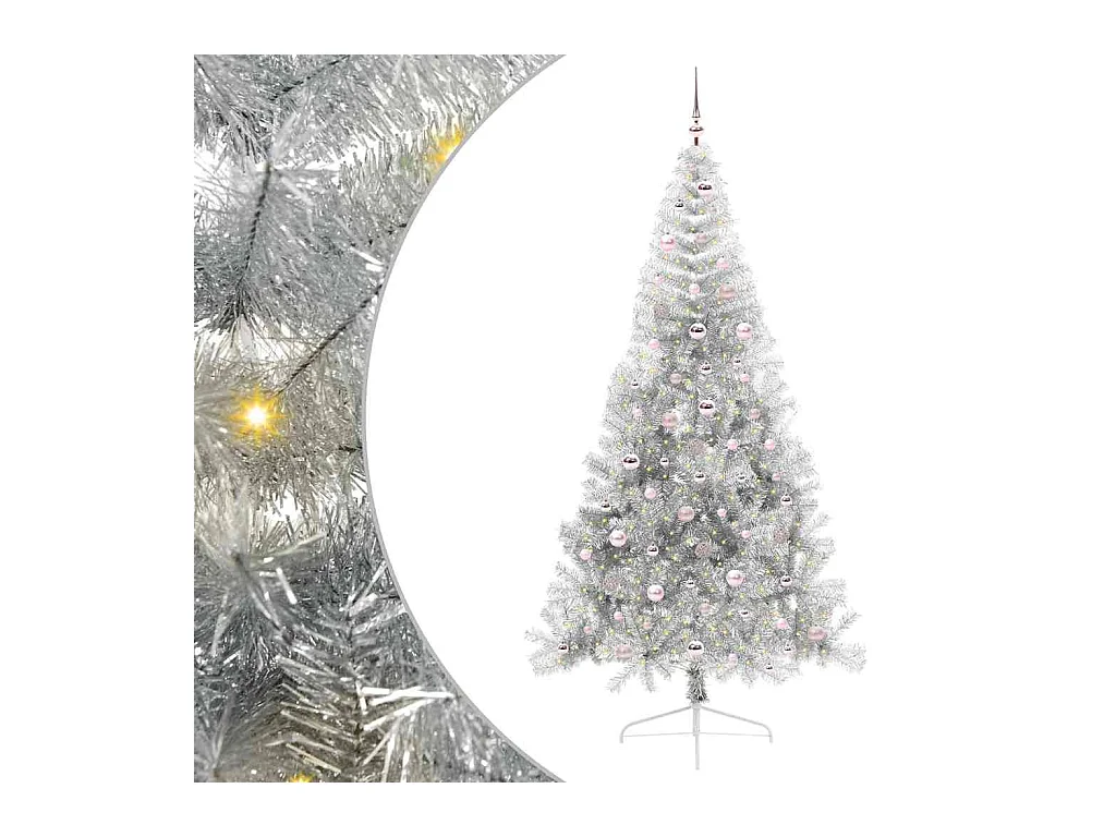 Kunststof Voorverlichte Kerstboom met 300 LED Zilver 240 cm PET