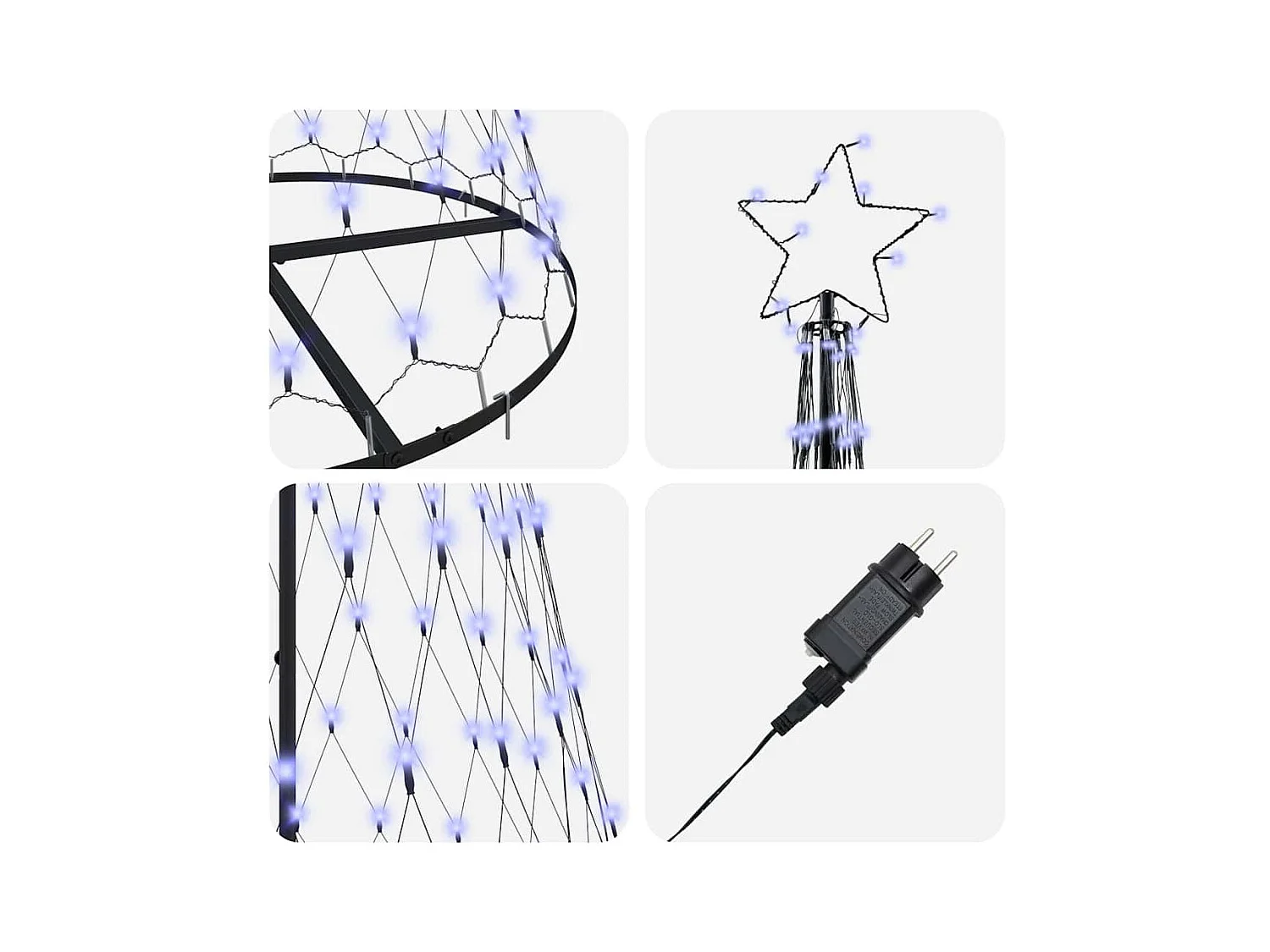 Árvore de Natal LED com 290 LEDs Azul 100 x 100 x 250 cm Metal