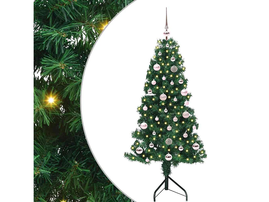 Arbre de Noël artificiel d'angle Vert 150 cm PVC et métal