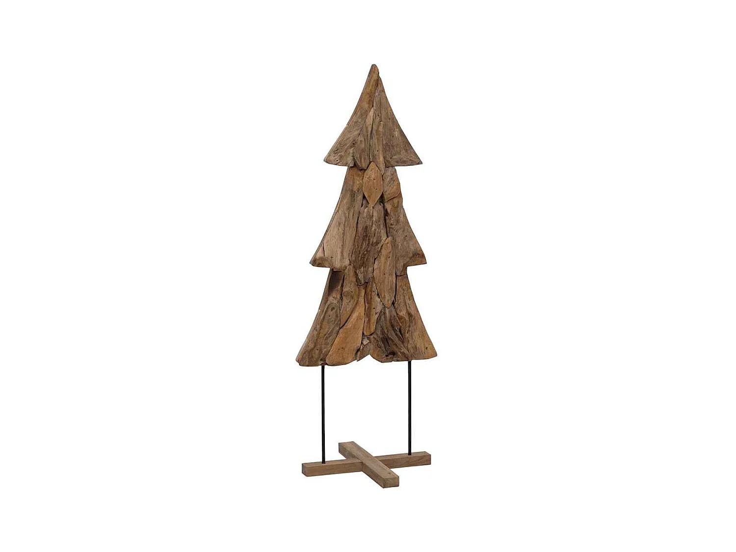 Sapin de Noël avec support Marron 90 cm Bois de teck solide