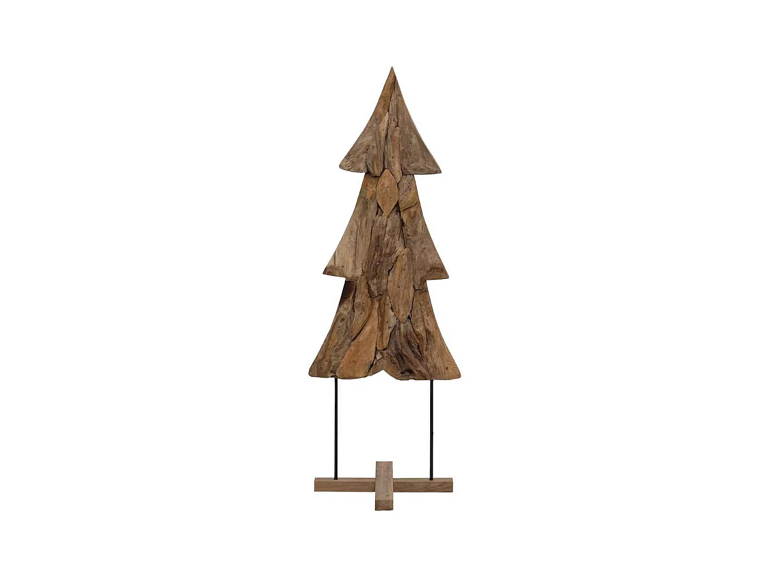 Sapin de Noël avec support Marron 90 cm Bois de teck solide