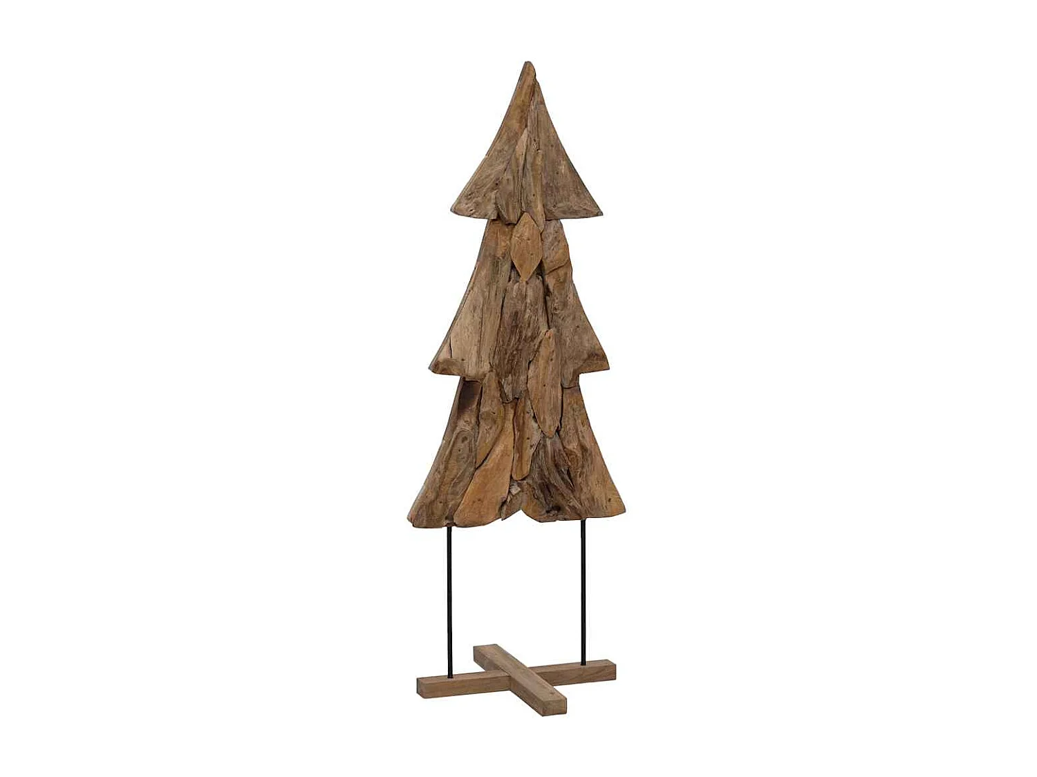 Sapin de Noël avec support Marron 90 cm Bois de teck solide