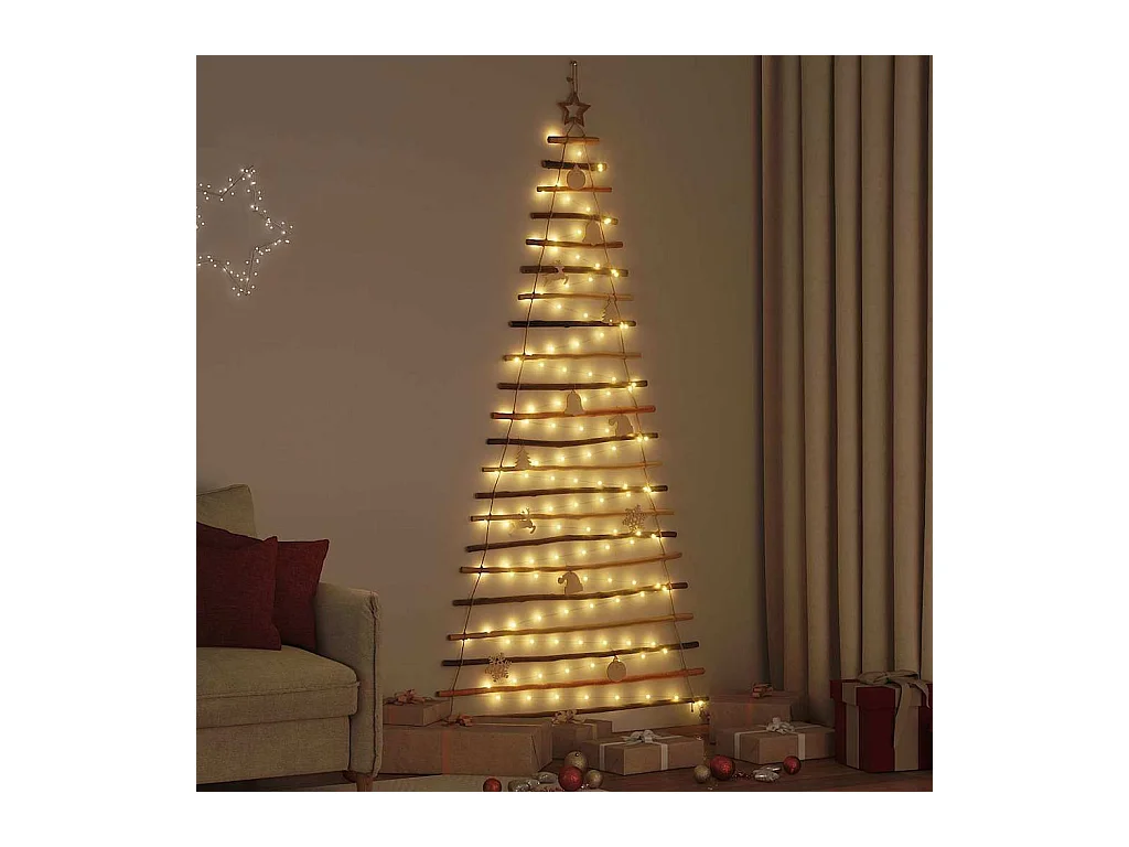 Árbol de Navidad Natural 210 cm madera maciza de fresno