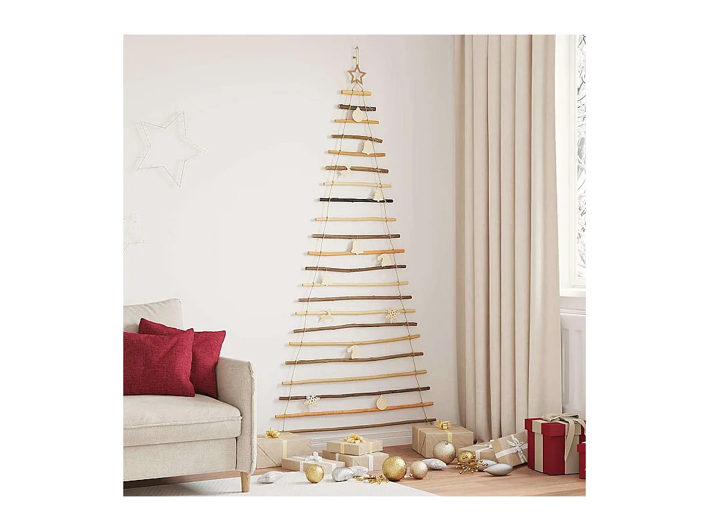 Árbol de Navidad Natural 210 cm madera maciza de fresno