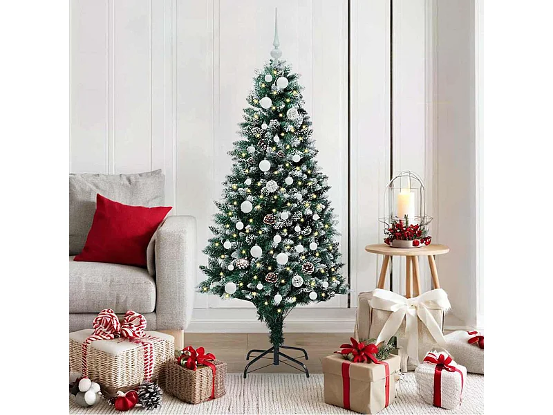 Árbol de Navidad artificial Verde 150 cm PVC y Acero y Plástico
