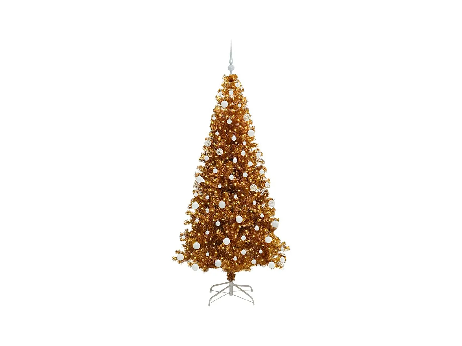 Sapin de Noël avec 300 LED avec support Doré 180 cm PET
