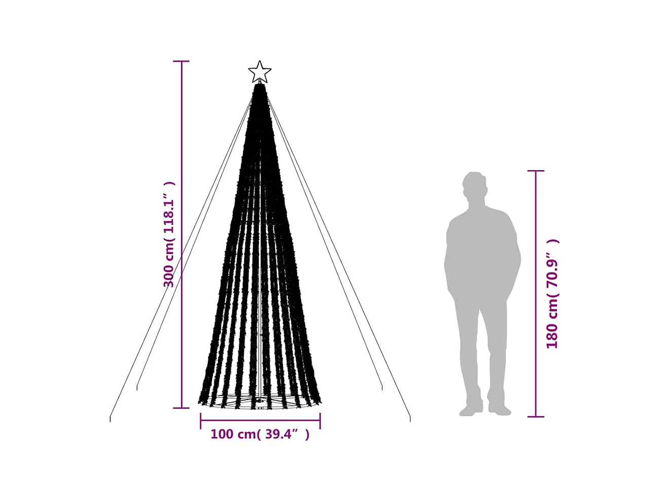 LED-kerstboom 688 LEDs warm wit 300 cm