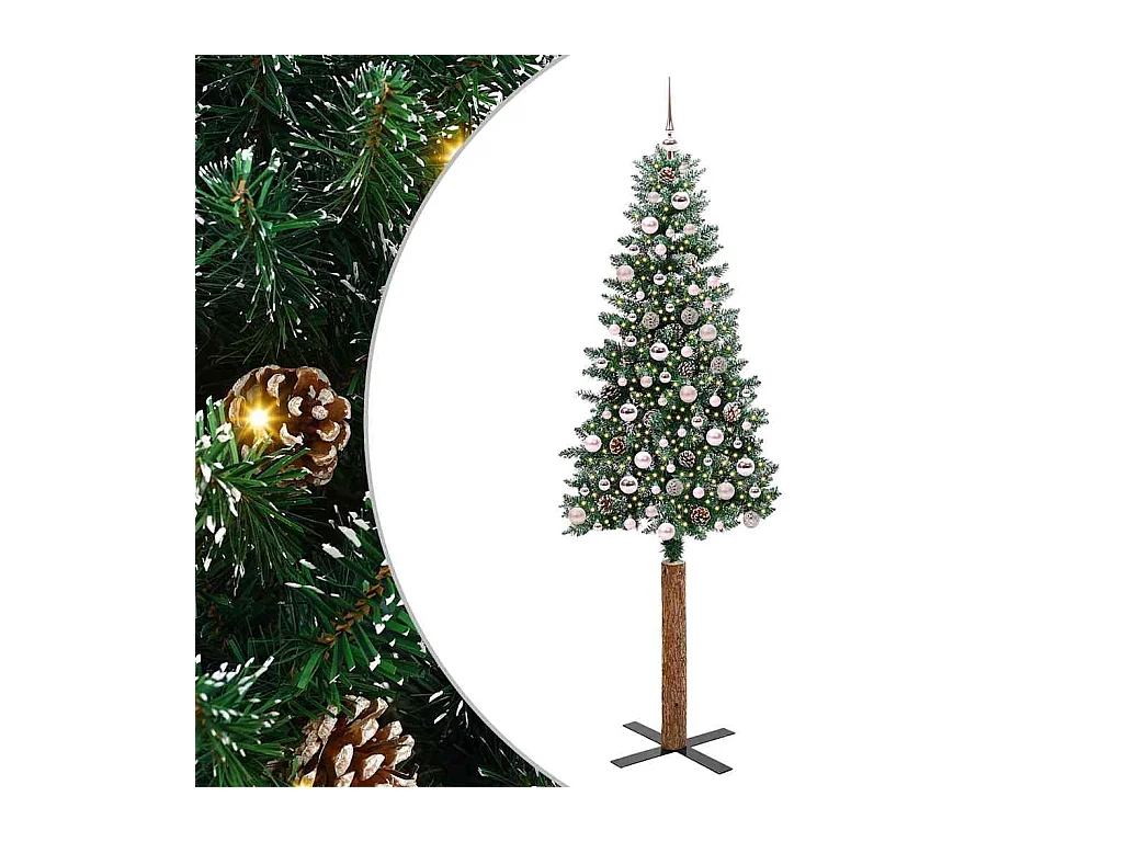 Árvore de Natal Slim com 300 LEDs Verde e Branco 210 cm