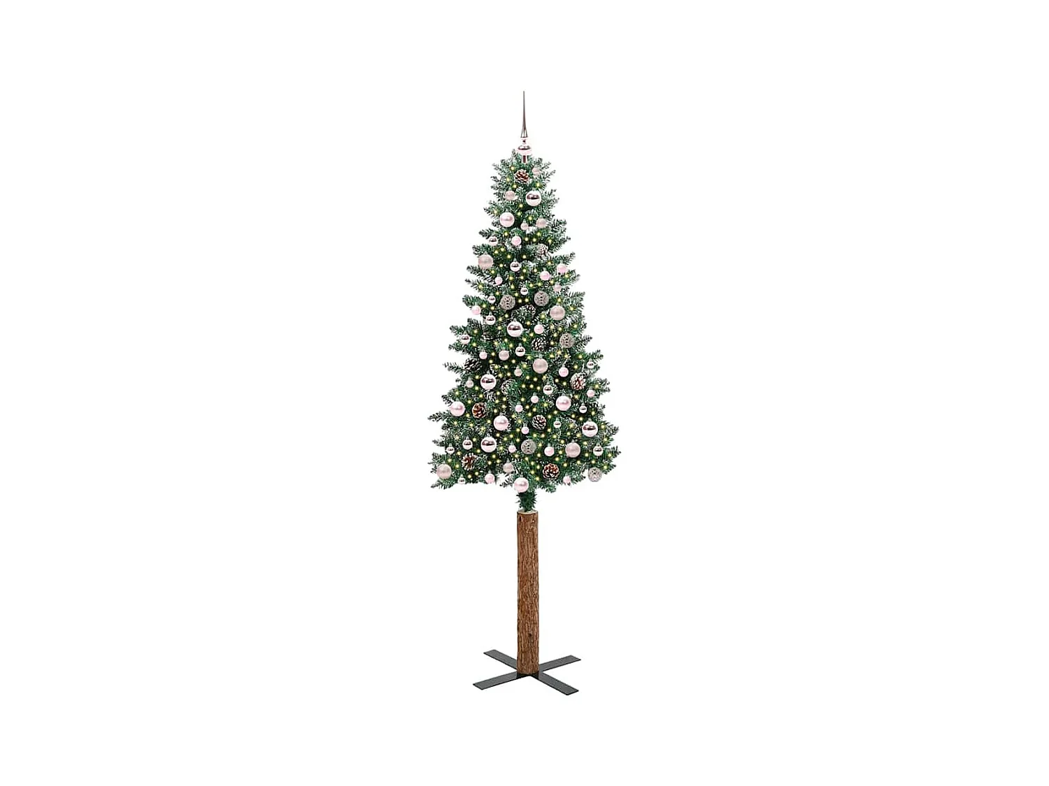 Árvore de Natal Slim com 300 LEDs Verde e Branco 210 cm