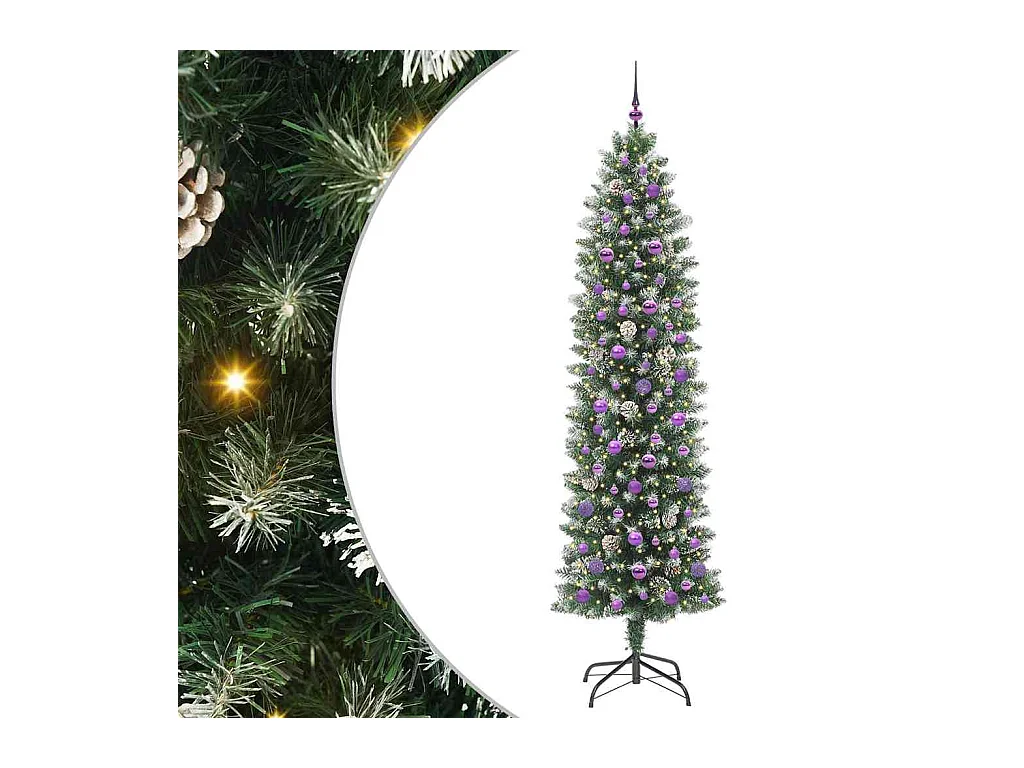 Árvore Slim de Natal Artificial Verde e branco 240 cm