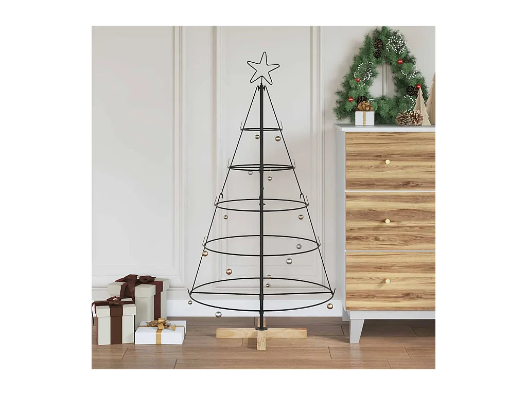 Árbol Cono de Navidad con soporte Negro 125 cm Acero
