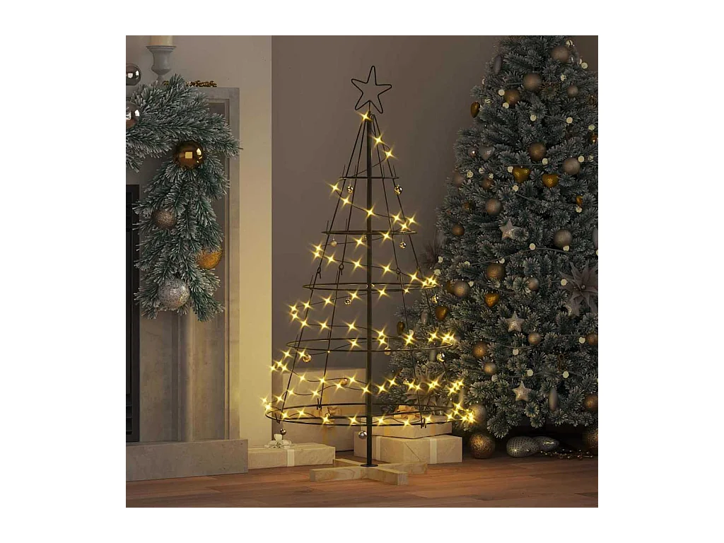 Árbol Cono de Navidad con soporte Negro 125 cm Acero