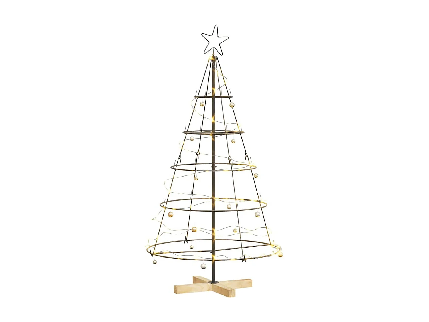 Arbre en cône de Noël avec support Noir 125 cm Acier