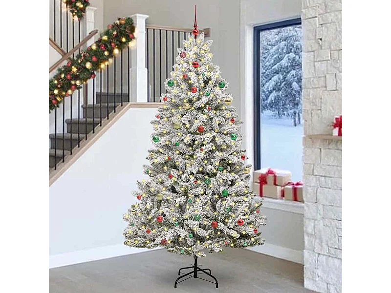 Sapin de Noël artificiel Vert et blanc 240 cm PVC et métal
