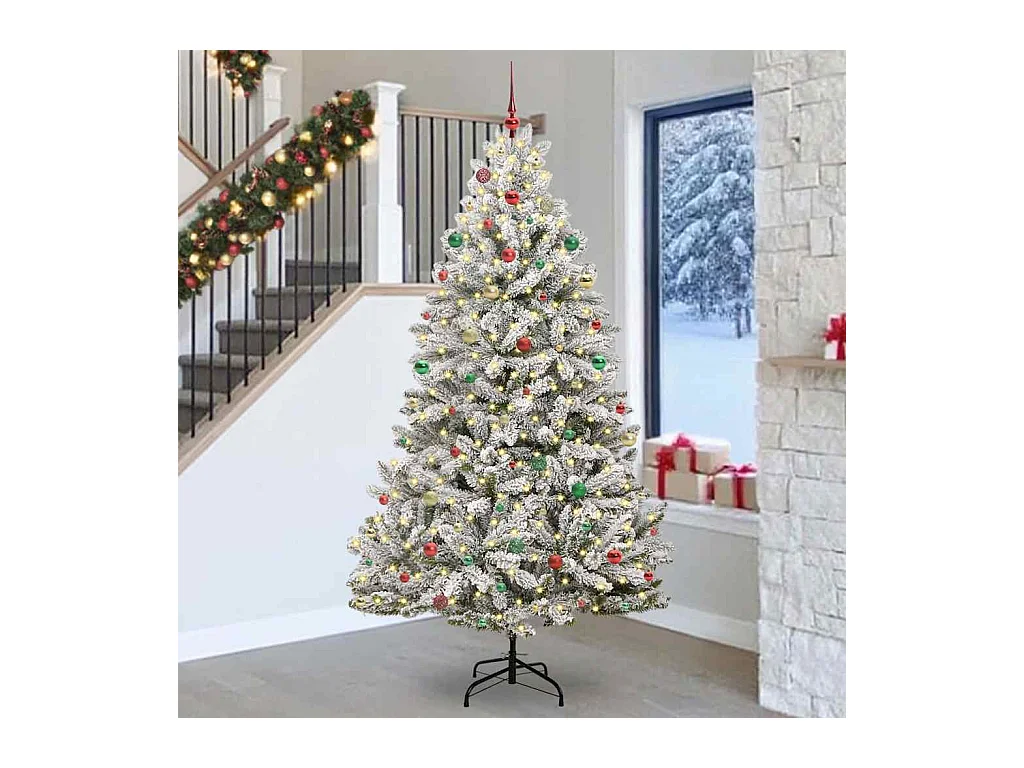 Sapin de Noël artificiel Vert et blanc 240 cm PVC et métal