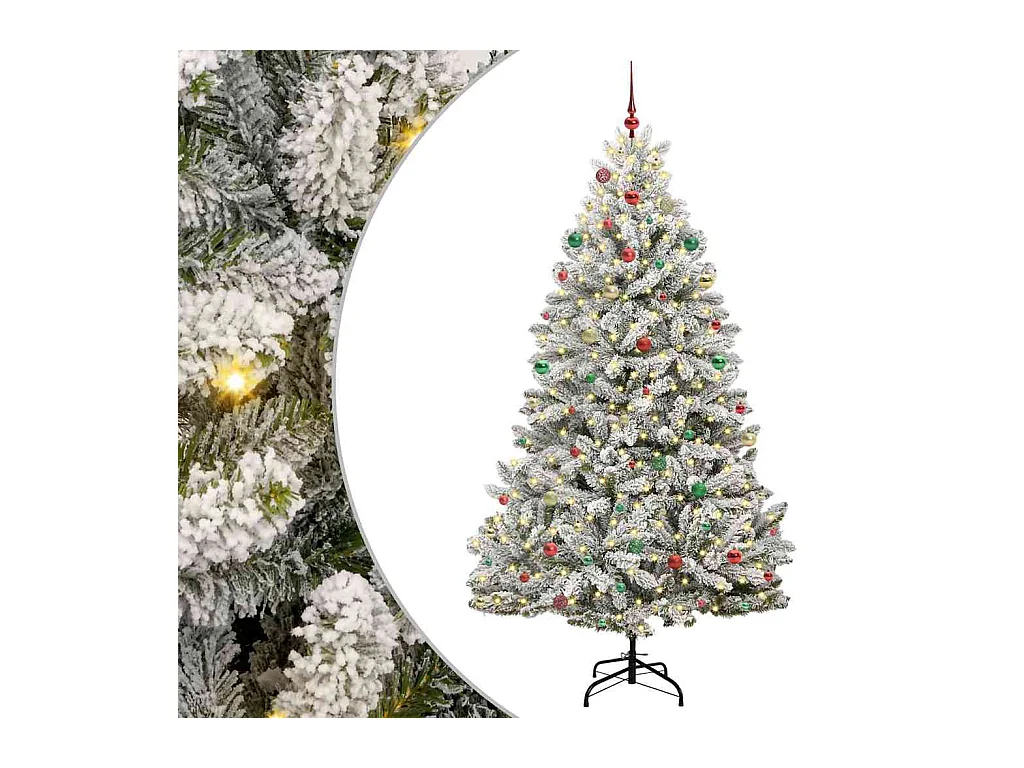 Sapin de Noël artificiel Vert et blanc 240 cm PVC et métal