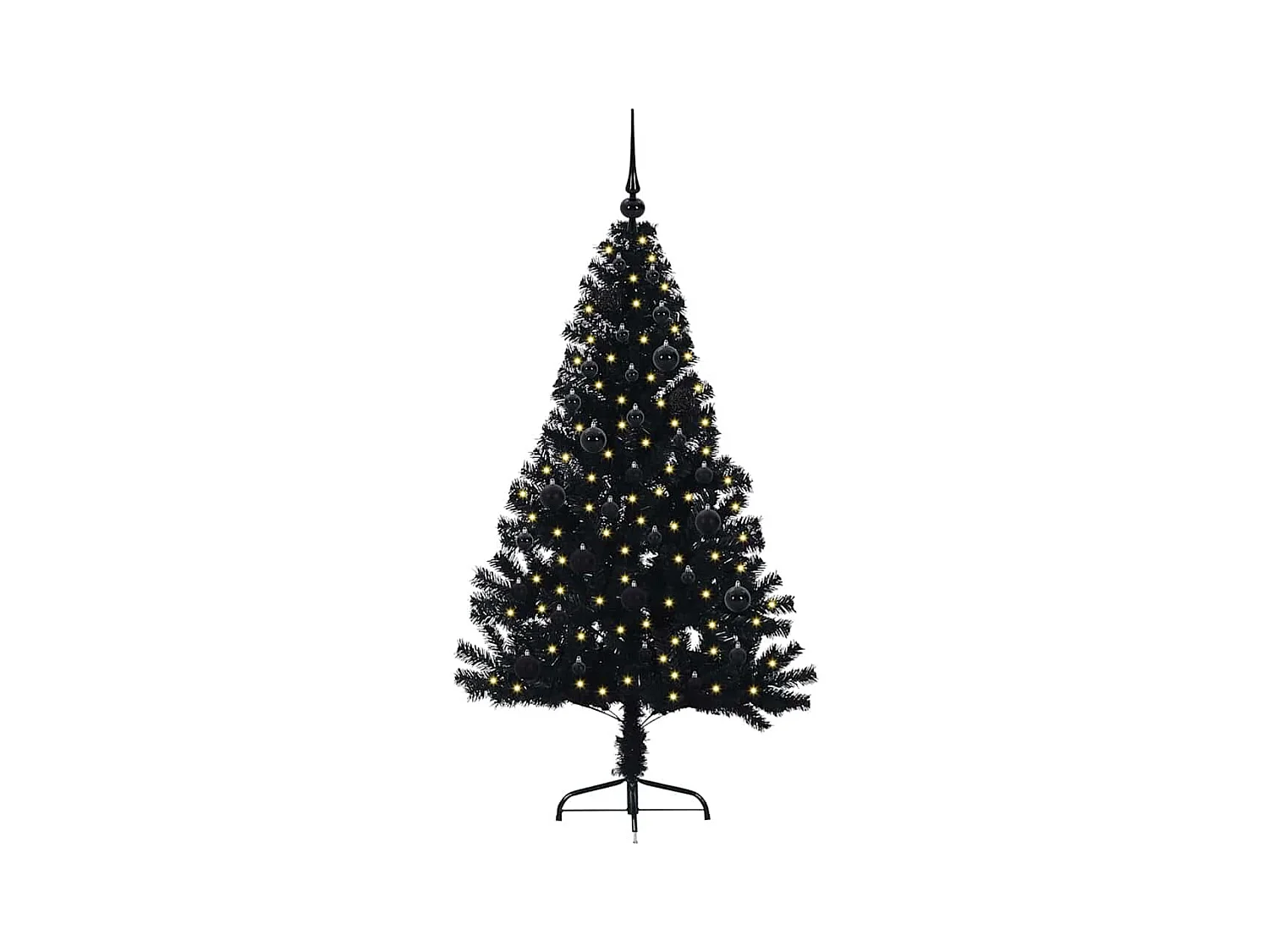 Sapin de Noël artificiel pré-éclairé Noir 150 cm PVC