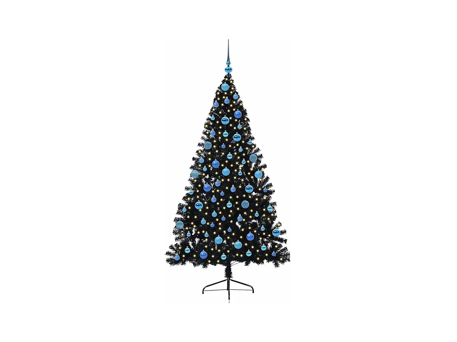 Árvore de Natal Artificial Pré-iluminada Preto 180 cm PVC