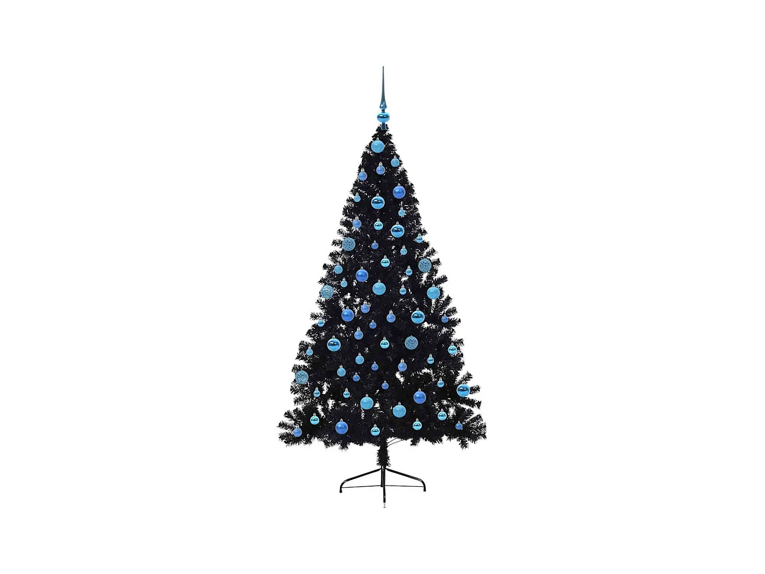 Árvore de Natal Artificial Pré-iluminada Preto 180 cm PVC