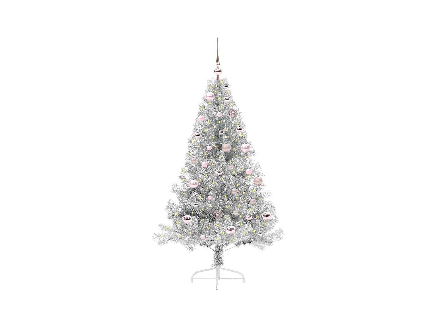 Árbol de Navidad Artificial Preiluminado Plateado 150 cm PET