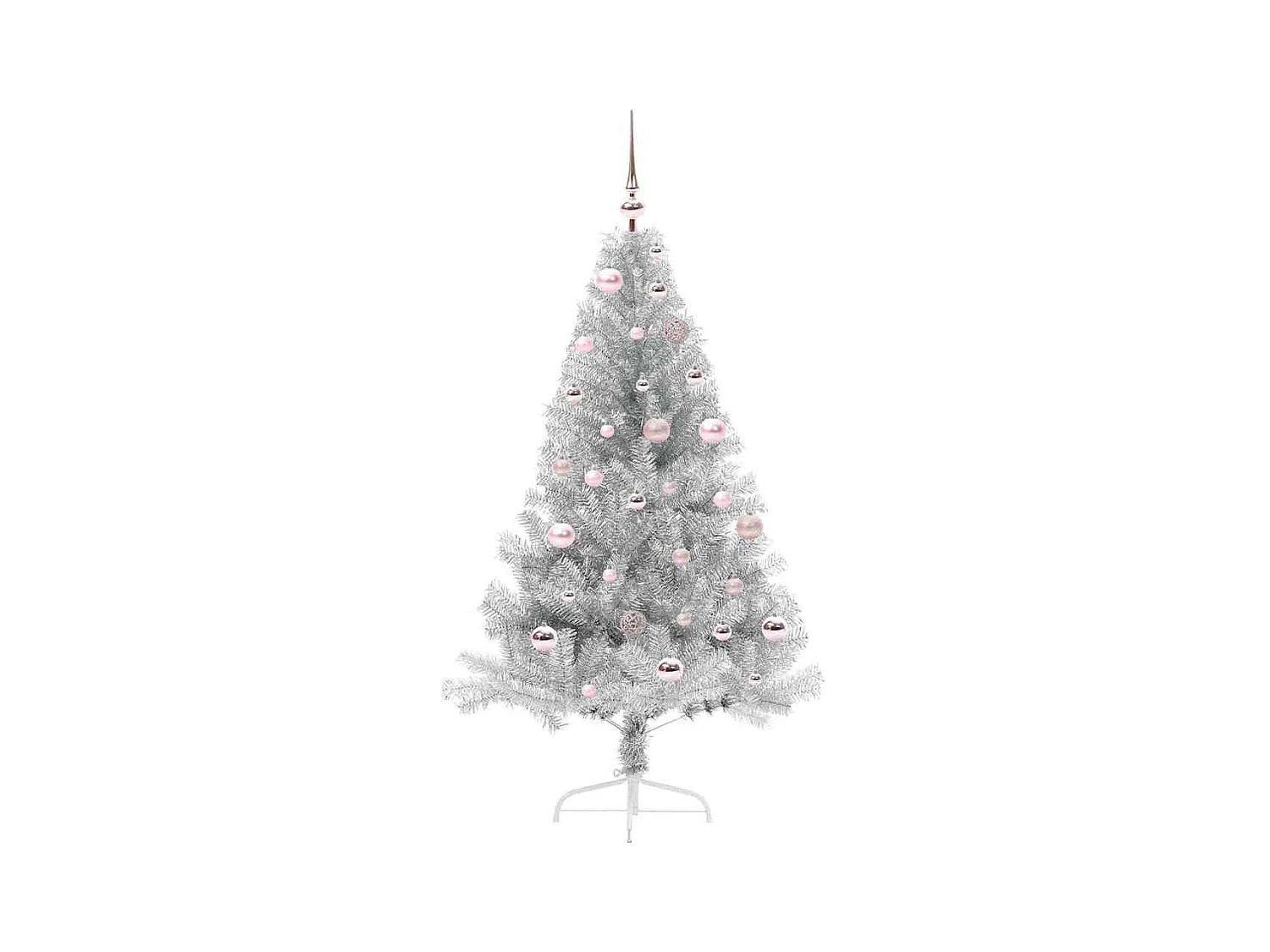 Árbol de Navidad Artificial Preiluminado Plateado 150 cm PET