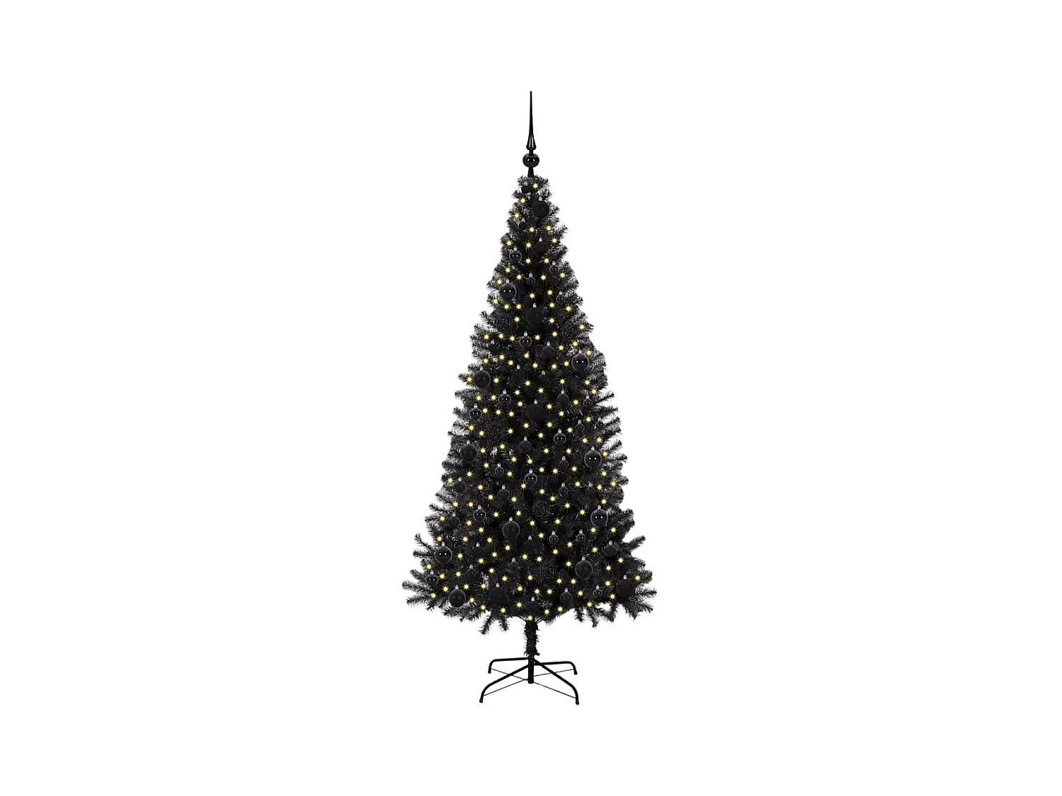 Sapin de Noël avec 300 LED avec support Noir 180 cm PVC