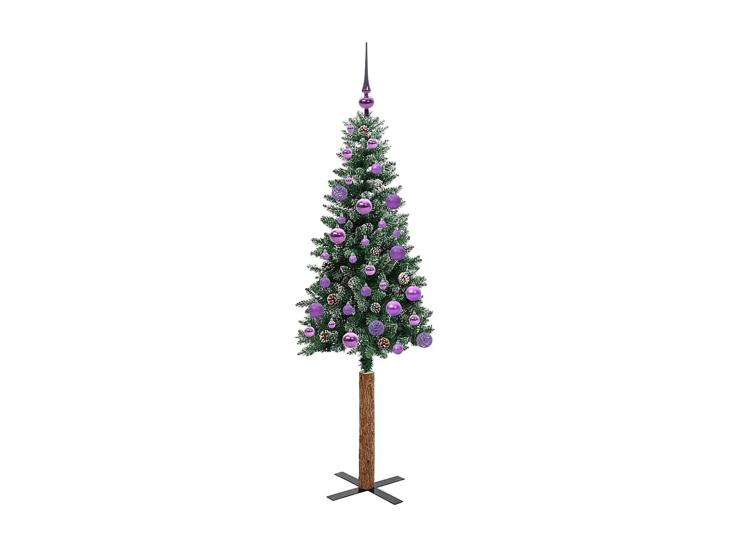 Árbol de Navidad Delgado con 150 LED con soporte Verde y 150 cm