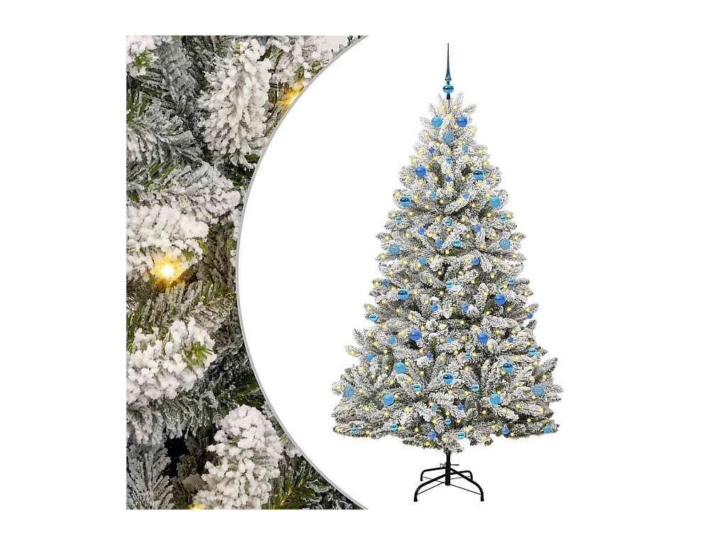 Árvore de Natal Artificial Verde e Branco 210 cm PVC e Metal