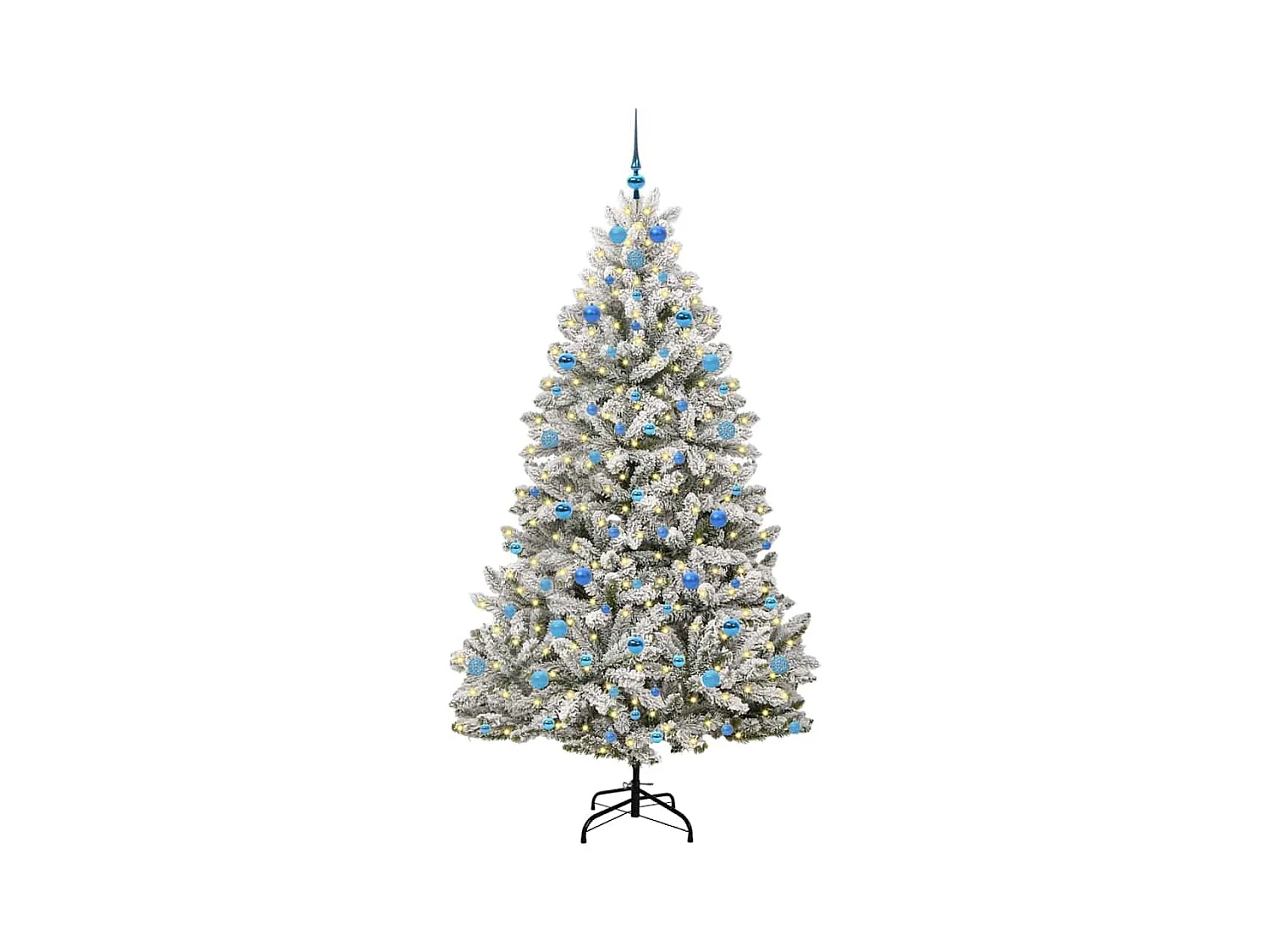 Árvore de Natal Artificial Verde e Branco 210 cm PVC e Metal