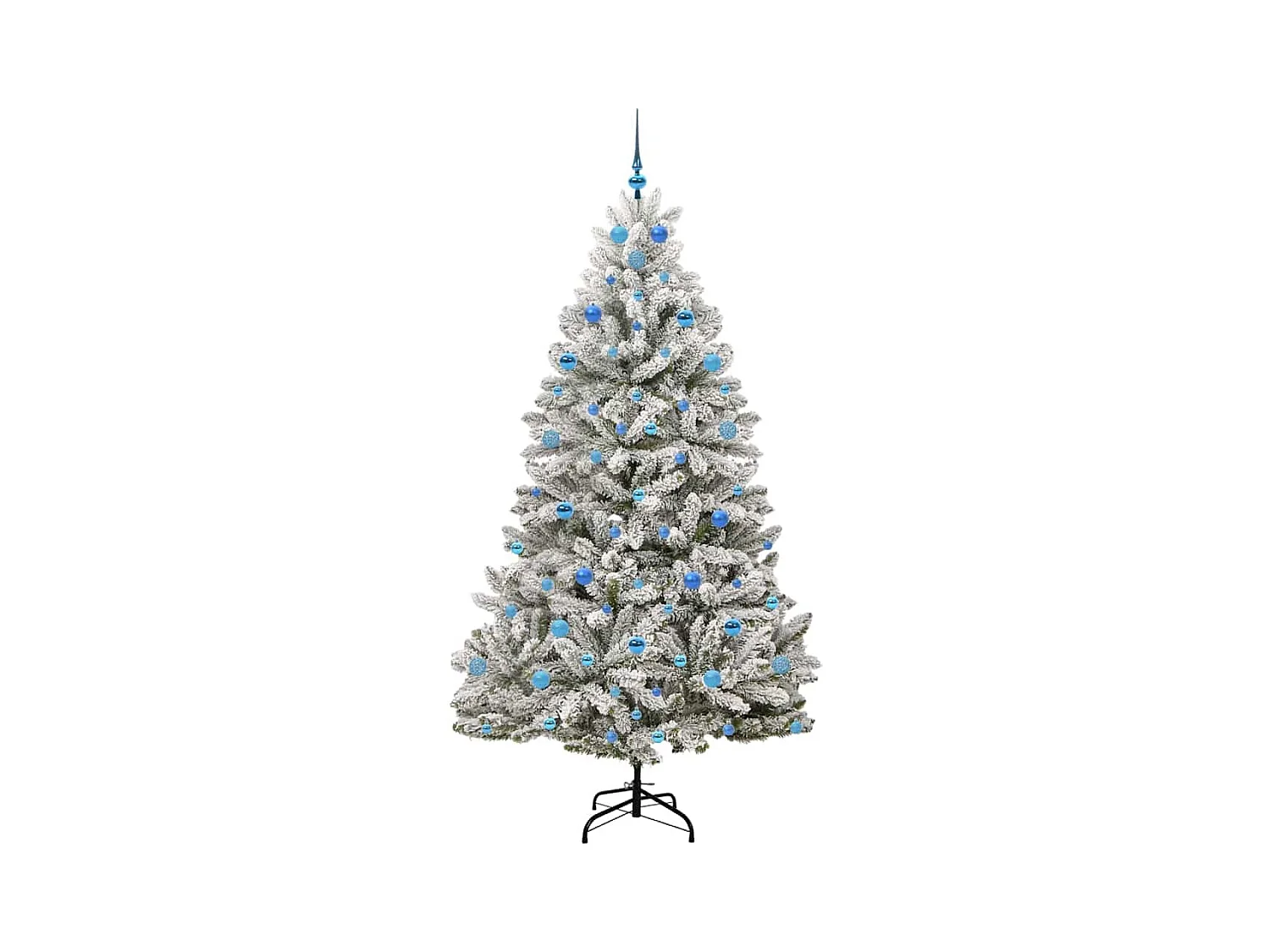 Árvore de Natal Artificial Verde e Branco 210 cm PVC e Metal
