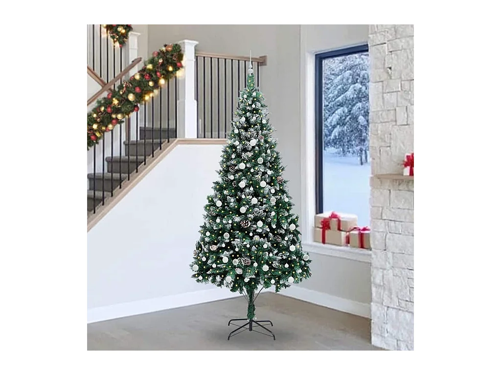 Árvore de Natal Artificial Verde 240 cm PVC, Aço e Plástico