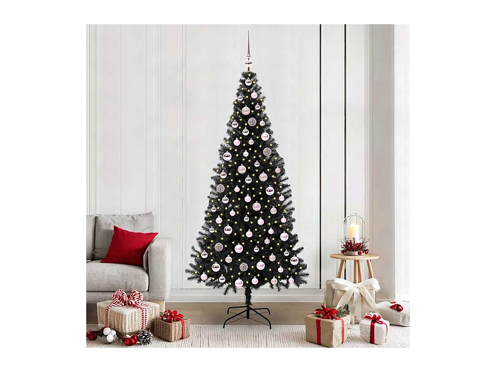 Árbol de Navidad con 300 LED con soporte Negro 210 cm PVC