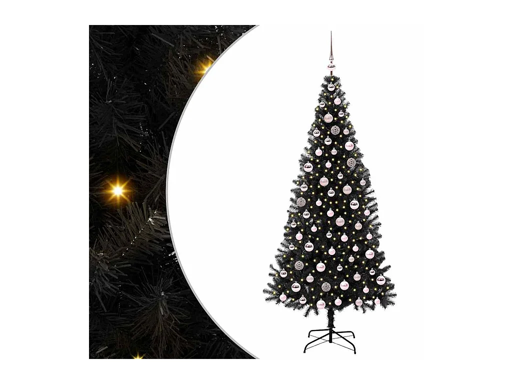 Árbol de Navidad con 300 LED con soporte Negro 210 cm PVC