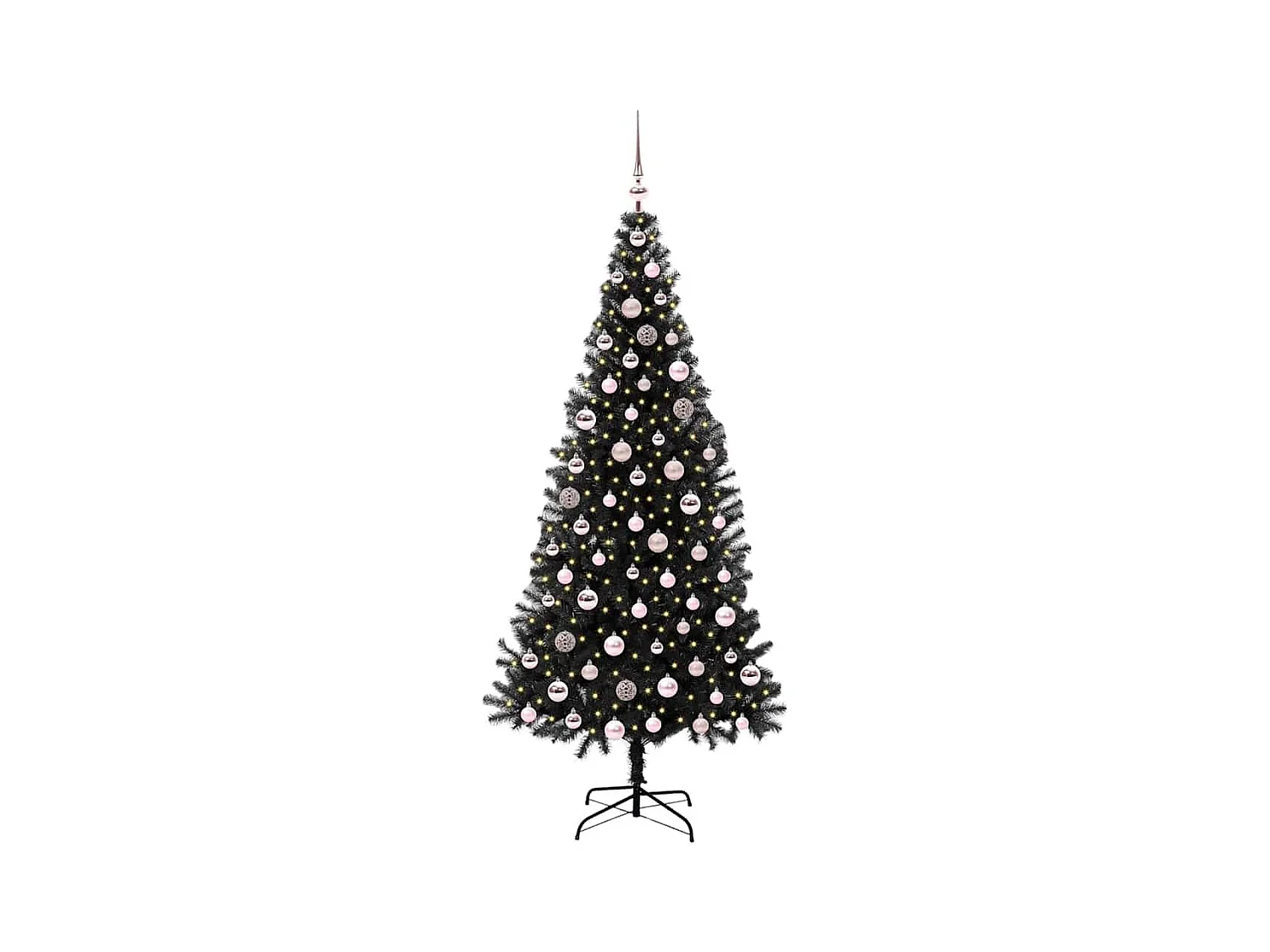Árbol de Navidad con 300 LED con soporte Negro 210 cm PVC
