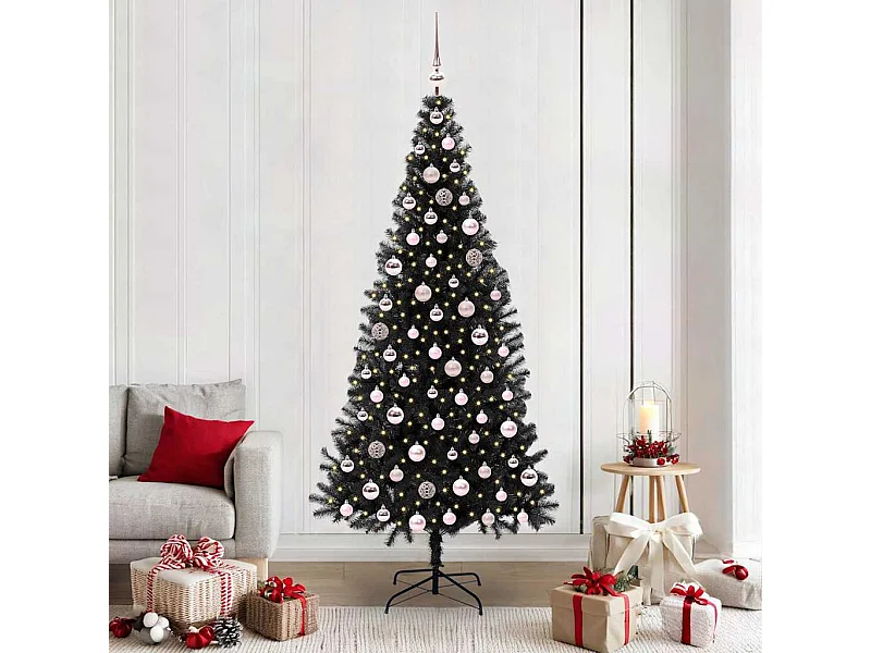 Árvore de Natal com 300 LEDs com suporte Preto 210 cm PVC
