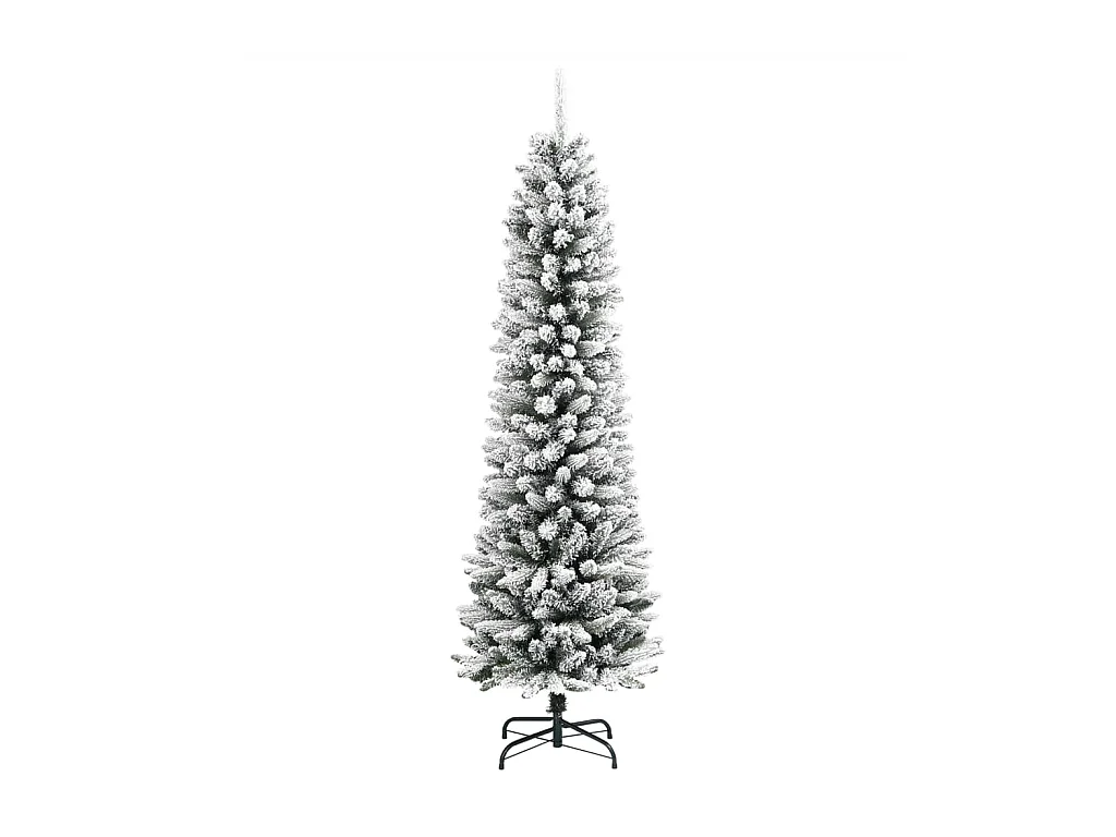 Sapin de Noël artificiel mince avec neige floquée 150 cm PVC/PE