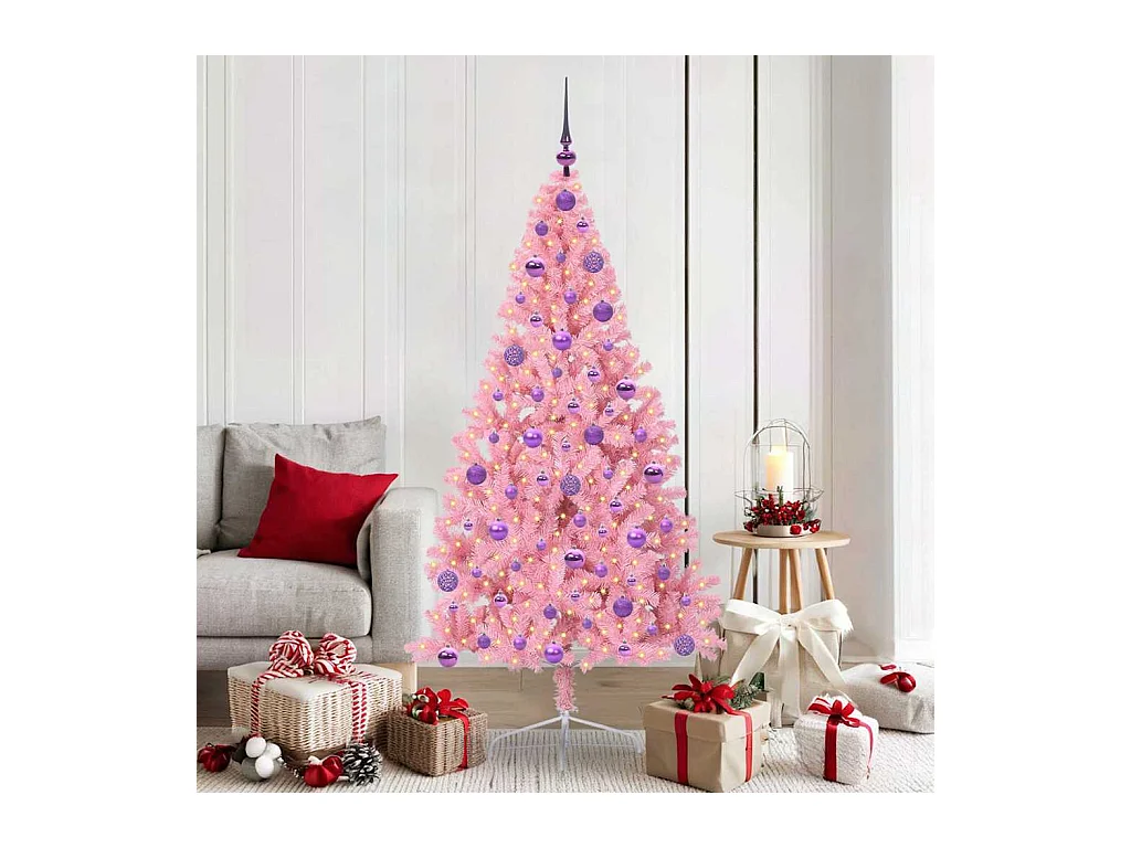 Árvore de Natal Artificial Pré-iluminada Rosa 180 cm PVC