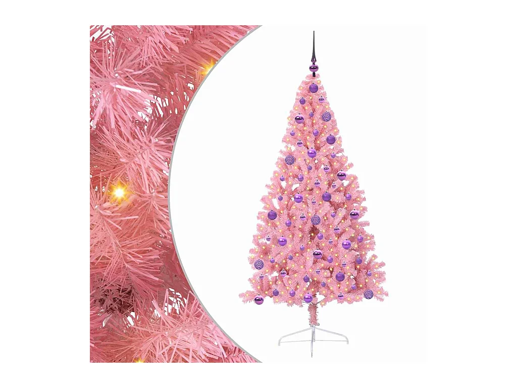 Árvore de Natal Artificial Pré-iluminada Rosa 180 cm PVC