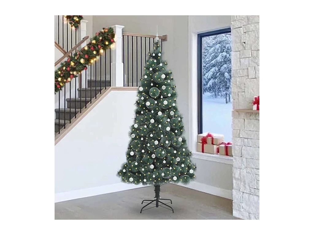 Árbol de Navidad artificial preiluminado con juego de bolas