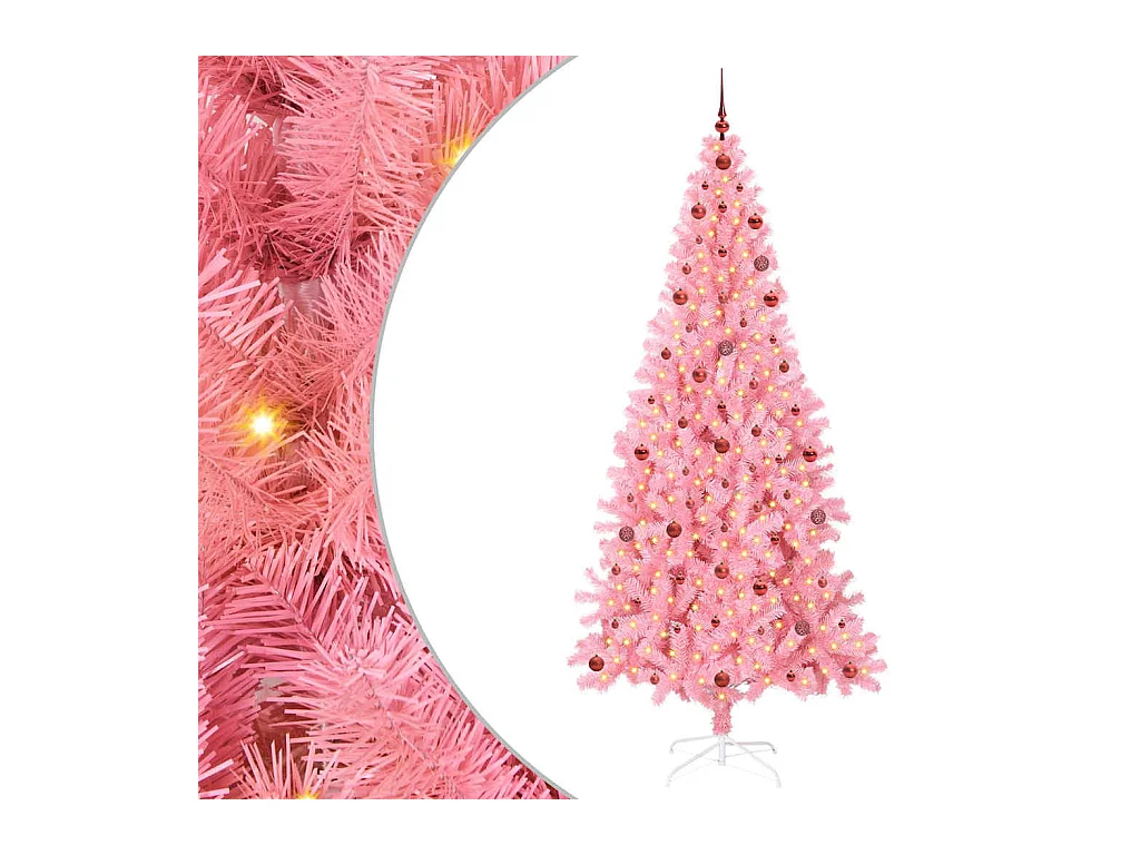 Sapin de Noël avec 300 LED avec support Rose 240 cm PVC