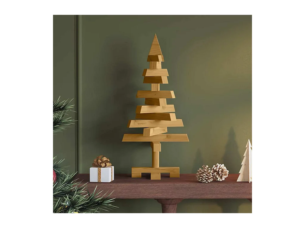 Arbres de Noël avec support Marron 60 cm Bois massif en pin